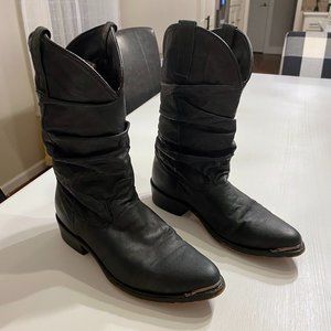 Dingo Black 15240 Slouch Western Pigskin Cowboy Boots Mens‎ 7.5 D - Retail $145